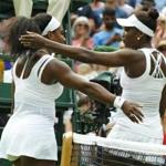 Serena Williams (left) defeated her sister, Venus, in straight sets Monday, 6-4, 6-3.