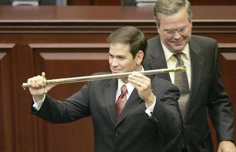Marco Rubio got a sword from then-governor Jeb Bush when Rubio rose to House speaker in 2005.
