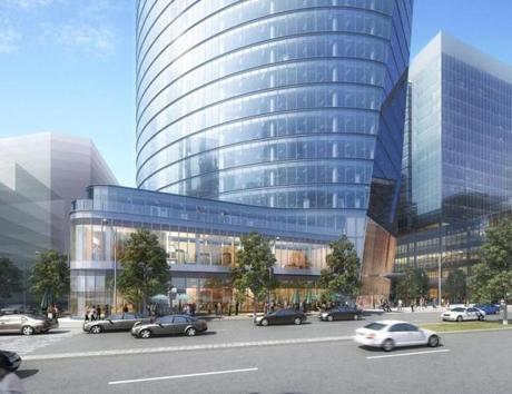 A rendering of 121 Seaport Boulevard, an office tower proposal for the Seaport District.
