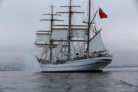 The Portuguese tall ship Sagres sailed into Boston Harbor Friday morning.
