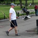 City employee Brendan Watson gathered trash on Boston Common in the early-morning hours on Thursday.