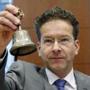 Eurogroup President Jeroen Dijsselbloem rang the bell at the start of a euro zone finance ministers meeting in Brussels on Monday. 