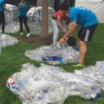 Two bubble soccer players went head-to-head in a game on Boston Common.