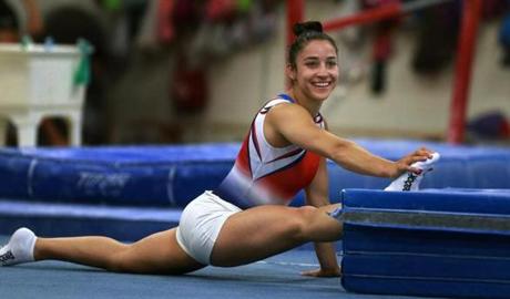 07/21/15: Burlington, MA: Aly Raisman is pictured as she trains at Brestyan's Gym in Burlington. She hopes to make the 2016 Olympic Gymnastics team. (Globe Staff Photo/Jim Davis) section:sports topic:
