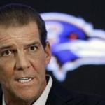 Baltimore Ravens owner Steve Bisciotti addresses the controversy surrounding former running back Ray Rice at an NFL football news conference, Monday, Sept. 22, 2014, in Owings Mills, Md. (AP Photo/Patrick Semansky)