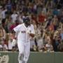 Boston MA 7/26/15 Boston Red Sox David Ortiz watching the flight of his second 3 run home f the game against the Detroit Tigers during seventh inning action at Fenway Park on Sunday July 26, 2015. (Matthew J. Lee/Globe staff) Topic: 27sox Reporter: 