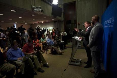 Mayor Marty Walsh spoke at a news conference Monday about Boston?s Olympic bid.
