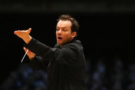 Andris Nelsons conducting the Boston Symphony Orchestra.
