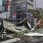 A rooftop was brought down by strong winds from Typhoon Soudelor in Taipei, Taiwan.