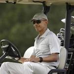 President Barack Obama drove a golf cart Saturday at Farm Neck Golf Club in Oak Bluffs. 