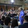 Hillary Clinton was at an event at Exeter High School in New Hampshire on Monday. 