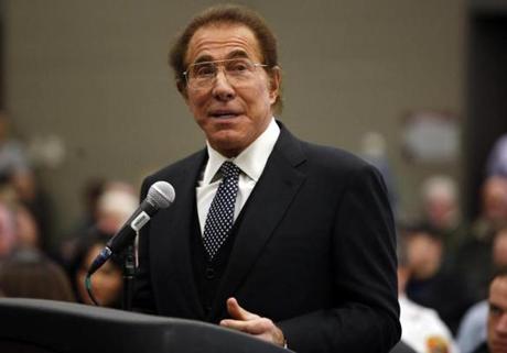Steve Wynn spoke to the state gambling commission at the Boston Convention Center on Jan. 22, 2014.
