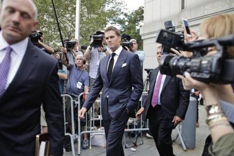 Tom Brady departed federal court in New York.
