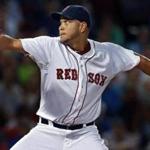 08/18/15: Boston, MA: Red Sox starting pitcher Eduardo Rodriguez fires a pitch. The Boston Red Sox hosted the Cleveland Indians in a regular season MLB baseball game at Fenway Park. (Globe Staff Photo/Jim Davis) section:sports topic:Red Sox-Indians (1)