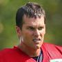 Foxborough-08/15/15 - The New England Patriots practiced in the morning at the Gillette Stadium practice field. Tom Brady takes a breather during the sweltering morning heat. Boston Globe staff photo by John Tlumacki(sports)