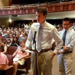 Winchester High School senior class president Oliver George spoke out in favor of principal Sean R. Kiley Tuesday night.