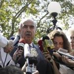 Conservative New Democracy party head Evangelos Meimarakis answered questions from journalists in Athens on Friday.