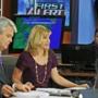 WDBJ-TV7 meteorologist Leo Hirsbrunner (right) wiped his eyes during the early morning newscast as anchor Kimberly McBroom and guest anchor Steve Grant delivered the news on Thursday.