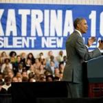 President Obama held out the people of New Orleans as an example of renewal and resilience 10 years after Hurricane Katrina.