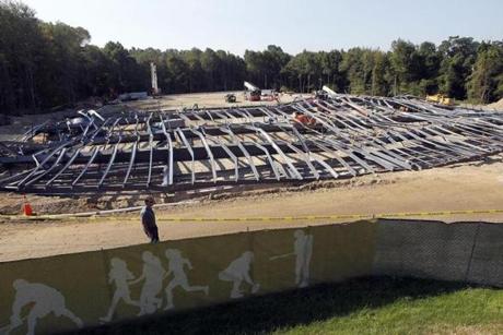 A building being built at Bryant University in Smithfield, R.I., collapsed on Tuesday. 

