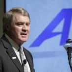 Atlantic Coast Conference Commissioner John Swofford makes remarks during the ACC NCAA college football kickoff in Pinehurst, N.C., Monday, July 20, 2015. (AP Photo/Gerry Broome)
