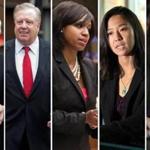 From left: Incumbents Michael Flaherty, Stephen J. Murphy, Ayanna Pressley, and Michelle Wu; and challenger Annissa Essaibi-George.