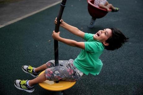 Juan Diego Fuste got to enjoy one of the last days of Summer at Chief John A Martin Playground in Dorchester. 
