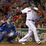 Red Sox DH David Ortiz launches his 498th career home run, a three-run shot in the third inning.
