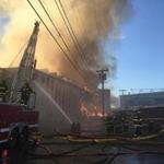Firefighters battled a blaze and large plumes of smoke in Haverhill on Sunday.