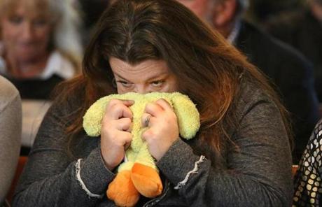 Megan Fewtrell, godmother of Bella Bond, reacted during the hearing.

