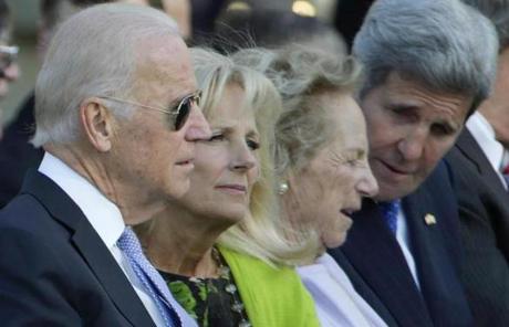 Vice President Joe Biden, Jill Biden, Ethel Kennedy, and Secretary of State John Kerry waited for the pope's arrival.
