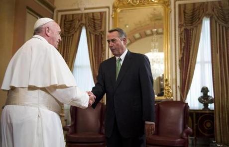 House Speaker John Boehner met with Francis before the speech.
