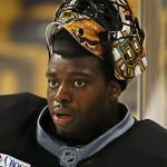 Boston, MA - 09/22/15 - (1st period) Boston Bruins goalie Malcolm Subban (70) makes a save during the first period. The Boston Bruins take on the Washington Capitals in a pre-season exhibition game at TD Garden. - (Barry Chin/Globe Staff), Section: Sports, Reporter: Fluto Shinzawa, Topic: 23Bruins-Capitals, LOID: 8.1.3610730274. 