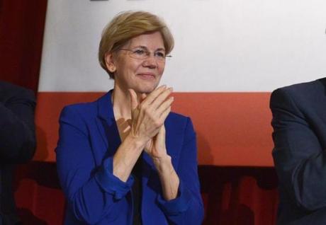 Senator Elizabeth Warren applauded President Obama following his address to the Greater Boston Labor Council Labor Day Breakfast early this month.
