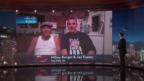 Malden fishermen Michael Bergin and Jason Foster appeared on ?Jimmy Kimmel Live!? Tuesday evening.
