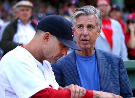 Red Sox president of baseball operations Dave Dombrowski (right) may have some decisions to make about the status of interim  manager Torey Lovullo (left).

