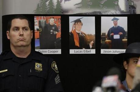 From left: Quinn Cooper, 18; Lucas Eibel,18; and Jason Johnson, 33, were among those killed. 
