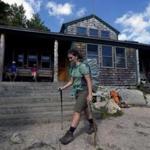 Nineteen-year-old Robyn Lewis of Hobart, Australia continues hiking a portion of the Appalachian Trail after taking a break at the Zealand Hut. 