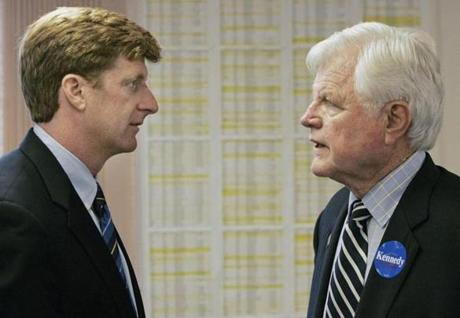 US Congressman Patrick Kennedy (left) and his father, US Senator Edward Kennedy in Pawtucket, R.I. in 2006.
