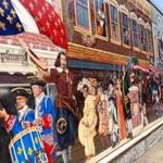 A mural on Church Street with its shops, restaurants, and sometimes musicians in downtown Burlington.
