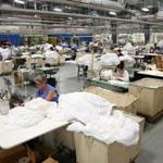 A look at the production floor at John Matouk & Co. in Fall River, maker of bed and bath linens.