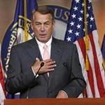 John Boehner at a press conference announcing his resignation.