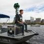 Boston, MA., 10/14/15, Evan Bradley , with the Charles River Conservancy, photographs the Charles River. Google is sending its famous street-mapping Trekker camera on a trip down the Charles. The goal is to create a virtual tour of the river on Google Maps. Suzanne Kreiter/Globe staff