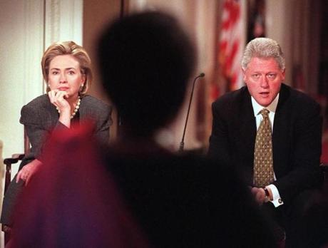 President Bill Clinton and Hillary Clinton listened in 1999 to a Rwandan woman?s stories of surviving the 1994 genocide. Bill Clinton has said he is haunted by the massacres.
