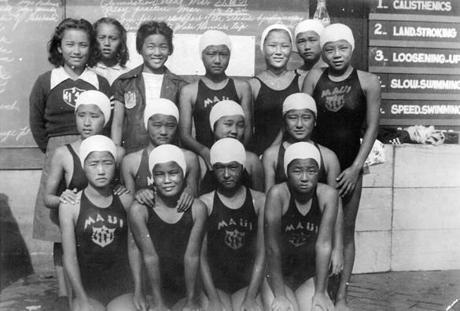 The Three-Year Swim Club girls? team in 1939 seen in Newburyport native Julie Checkoway?s new book ?The Three-Year Swim Club: The Untold Story of Maui?s Sugar Ditch Kids and Their Quest for Olympic Glory.? 
