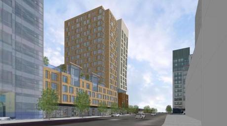 21fenway - Rendering of a planned apartment building at 1350 Boylston Street. (ADD, Inc.)
