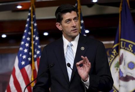 Representative Paul D. Ryan spoke Tuesday night after meeting with fellow Republicans in Washington.
