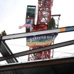 Boston Ma 10/22/2015 One of two steel beams placed at Topping off ceremony at the new Warrior Ice Arena at Boston Landing .Staff/Photographer Jonathan Wiggs Topic: Reporter
