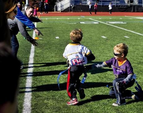In Westwood?s Flag Football League, 1,300 children (ages 5-13) take over the fields at Xaverian on fall Sundays to the delight of everyone involved ? especially the cheering sections.
