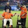Former president George H.W. Bush and his wife, Barbara, tossed out the first pitch earlier this month in Houston.